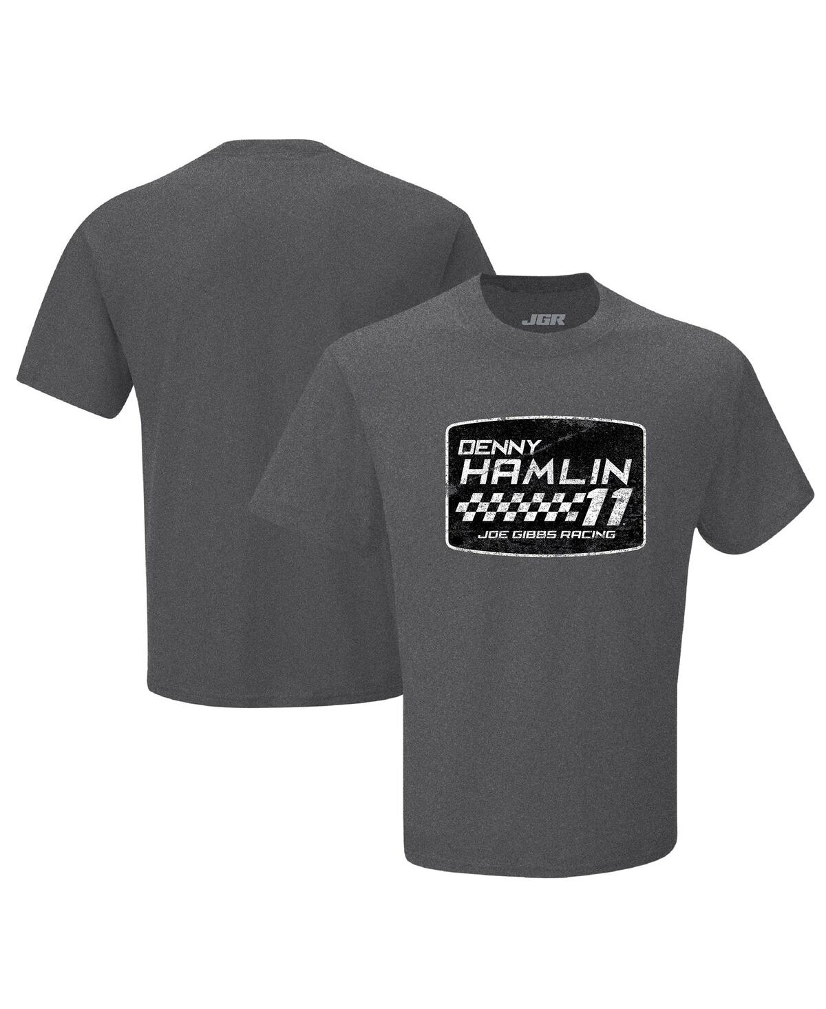 Joe Gibbs Racing Team Collection Men's Heather Charcoal Denny Hamlin Vintage T-shirt In Gray