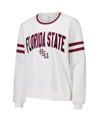 Women's White Florida State Seminoles Borough French Terry Arch Over Long Sleeve Top
