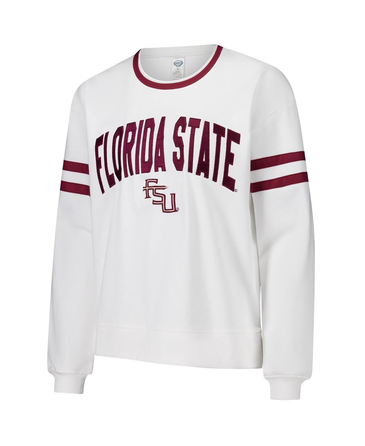 Concepts Sport Women's White Florida State Seminoles Borough French Terry Arch Over Long Sleeve Top