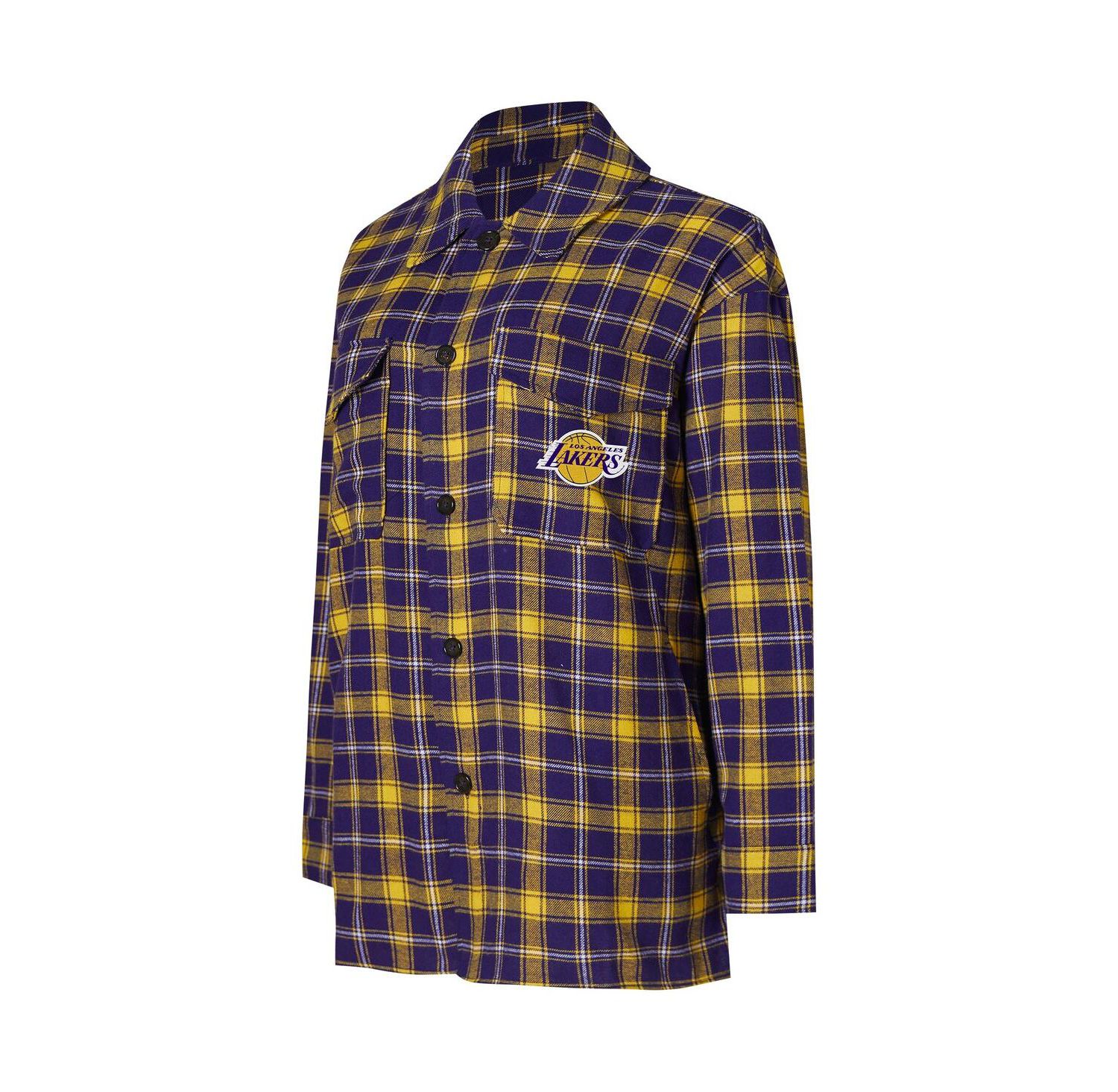 Women's Purple/Gold Los Angeles Lakers Boyfriend Button-Up Nightshirt