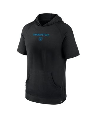 Men's Black Charlotte FC Match Raglan Short Sleeve Pullover Hoodie