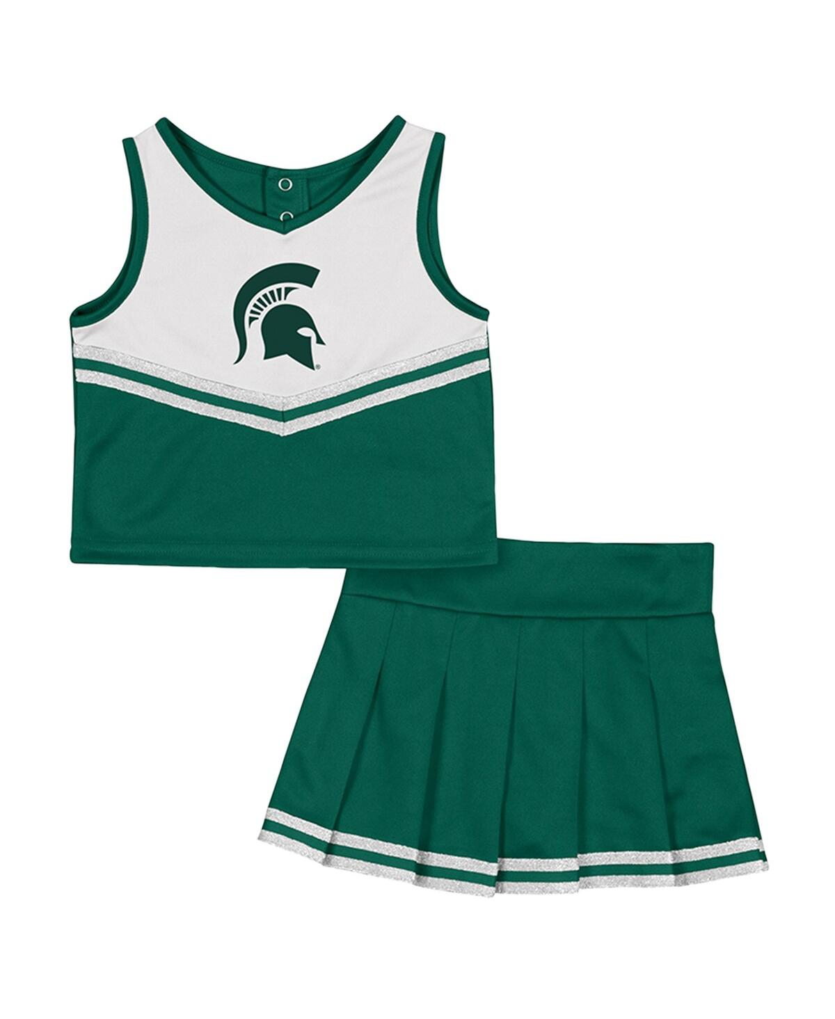 Colosseum Girls Toddler 2-pack Green Michigan State Spartans Time For Recess Cheer Top And Skirt Set In Green