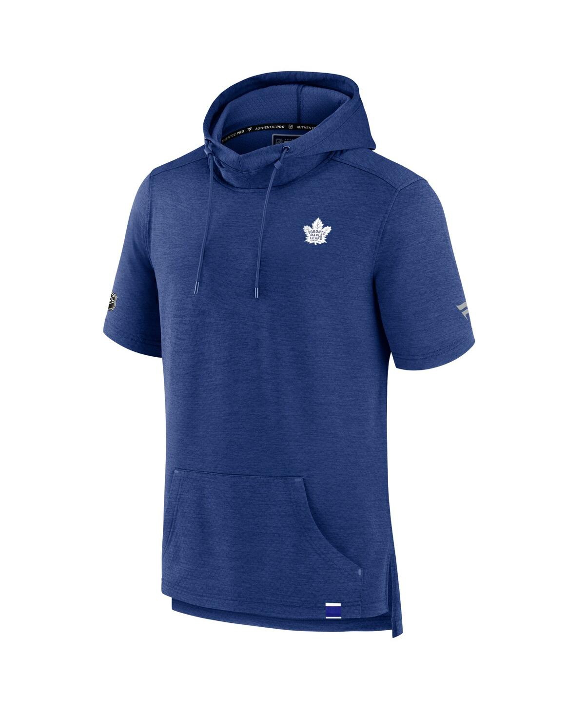 Fanatics Men's Heather Blue Toronto Maple Leaf's Authentic Pro Short Sleeve Pullover Hoodie In Blue