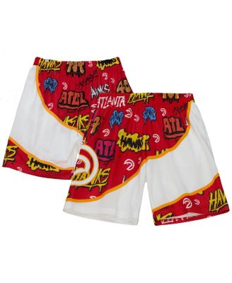 Mitchell & Ness - Men's Red Atlanta Hawks 1998-99 Hardwood Classics Slap Sticker Swingman Shorts