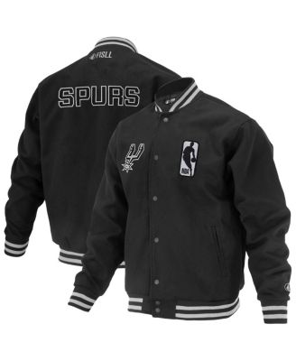 FISLL - Men's and Women's Black San Antonio Spurs Logo Man Shadow Collection Full-Snap Varsity Jacket