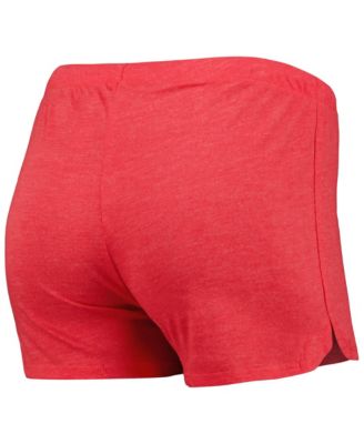 Women's 2-Pack Heather Red Washington Nationals Meter Knit Raglan Long Sleeve Top Shorts and Sleep Set