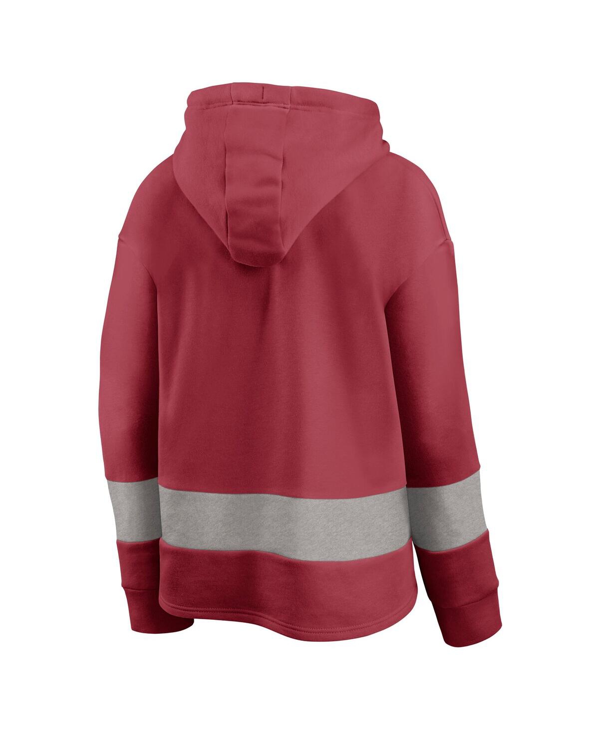 Fanatics Women's Cardinal/gray Arizona Cardinals Huddle Up Fundamental Fleece Color Block Pullover Hoodie In Multi