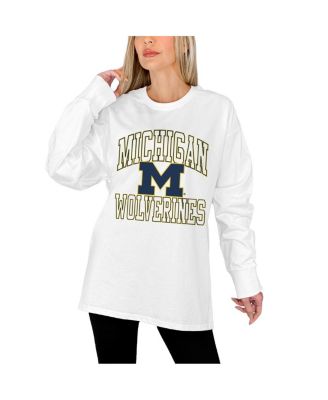Gameday Couture - Women's White Michigan Wolverines Mind Games Oversized Long Sleeve T-Shirt