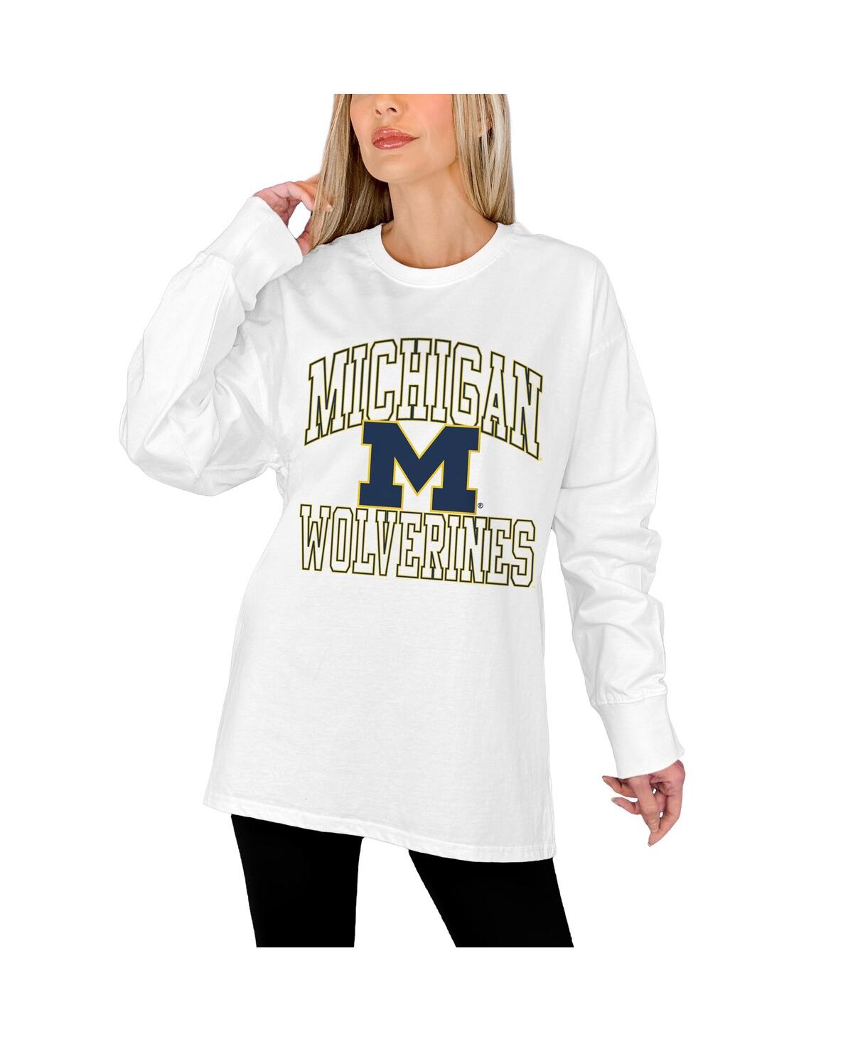 Gameday Couture Women's White Michigan Wolverines Mind Games Oversized Long Sleeve T-shirt In White