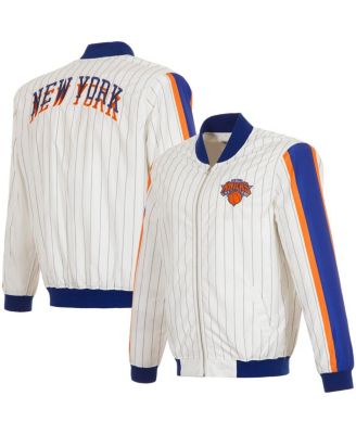 JH Design - Men's&nbsp;White New York Knicks 2024/25 City Edition Full-Zip Nylon Bomber Jacket