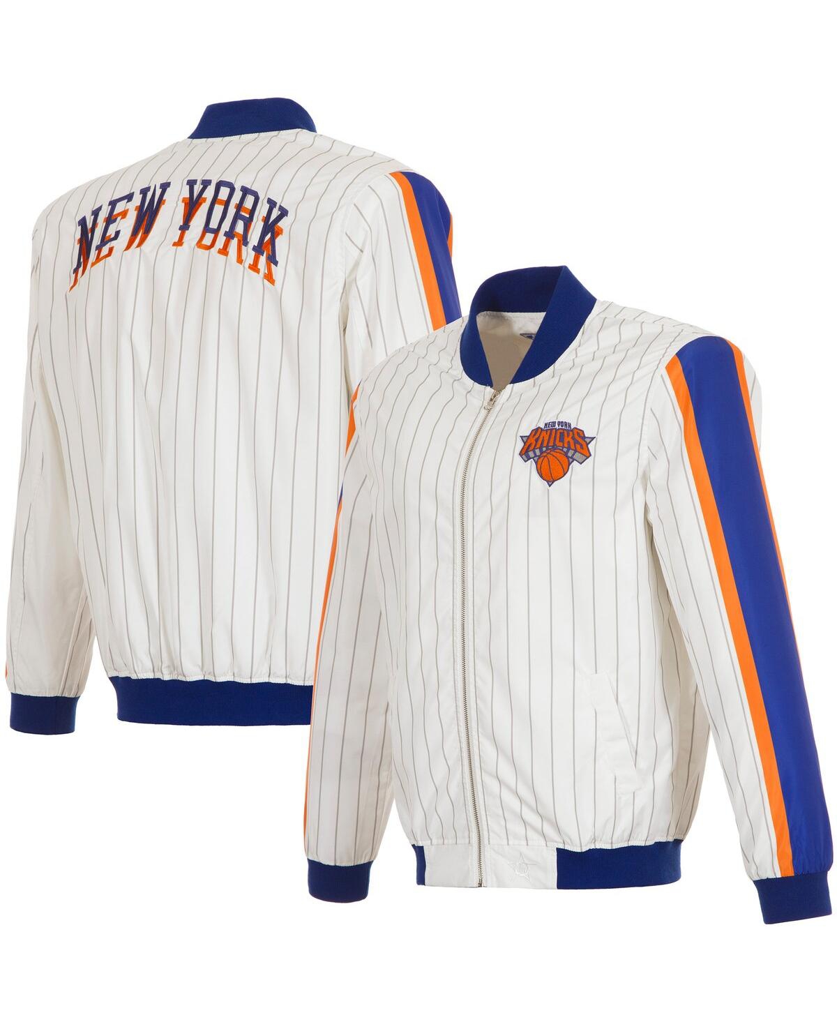 Jh Design Men'sâ White New York Knicks 2024/25 City Edition Full-zip Nylon Bomber Jacket In White