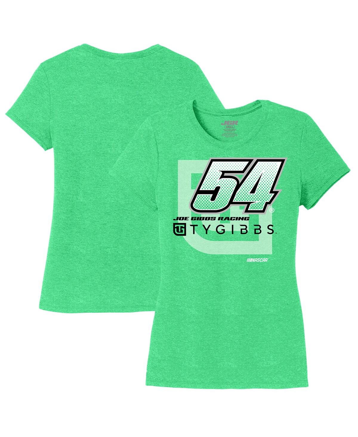 Joe Gibbs Racing Team Collection Women's Heather Green Ty Gibbs Name Number Scoop Neck T-shirt In Green