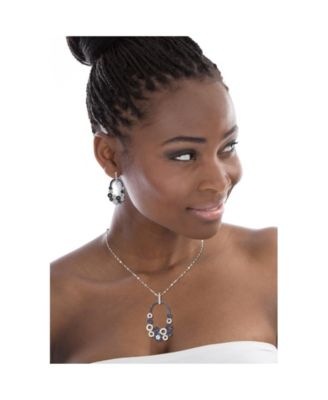 Suzy Levian Sterling Silver Sapphire Multi-Circle Center Stone Pendant