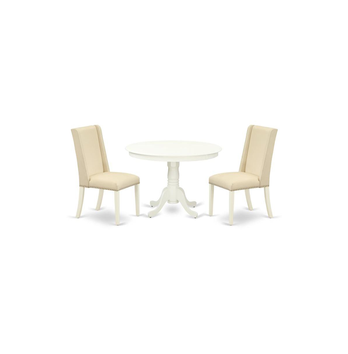 East West Furniture Dining Room Set Linen White