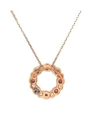 Suzy Levian Sterling Silver Sapphire & Created White Sapphire Crossing Circle Necklace