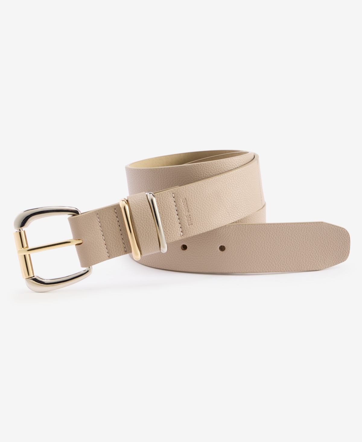 Steve Madden Two-tone Roller Buckle Micropebble Belt In Brown