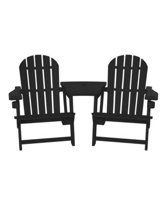 Outdoor HDPE Adirondack Chairs With Connecting Table Tray (Set of 2)