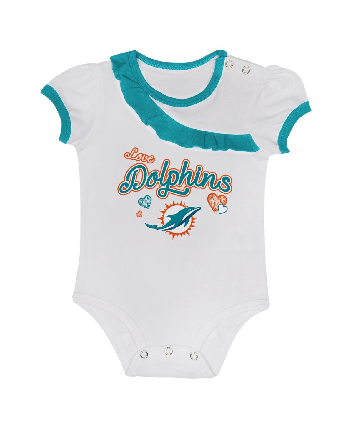 Outerstuff Baby Boys And Girls 2-piece Miami Dolphins Love My Team Bodysuit Skirt Set In White