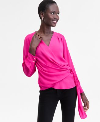 Women's Asymmetric-Tie Surplice Top