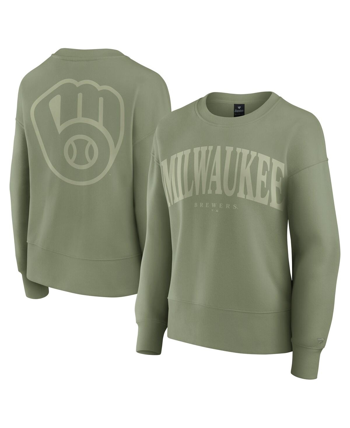 Fanatics Women's Green Milwaukee Brewers Elements Flow Pullover Sweatshirt