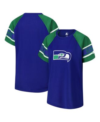 Starter - Women's Royal Seattle Seahawks 1st Rounder Color Block Raglan Top