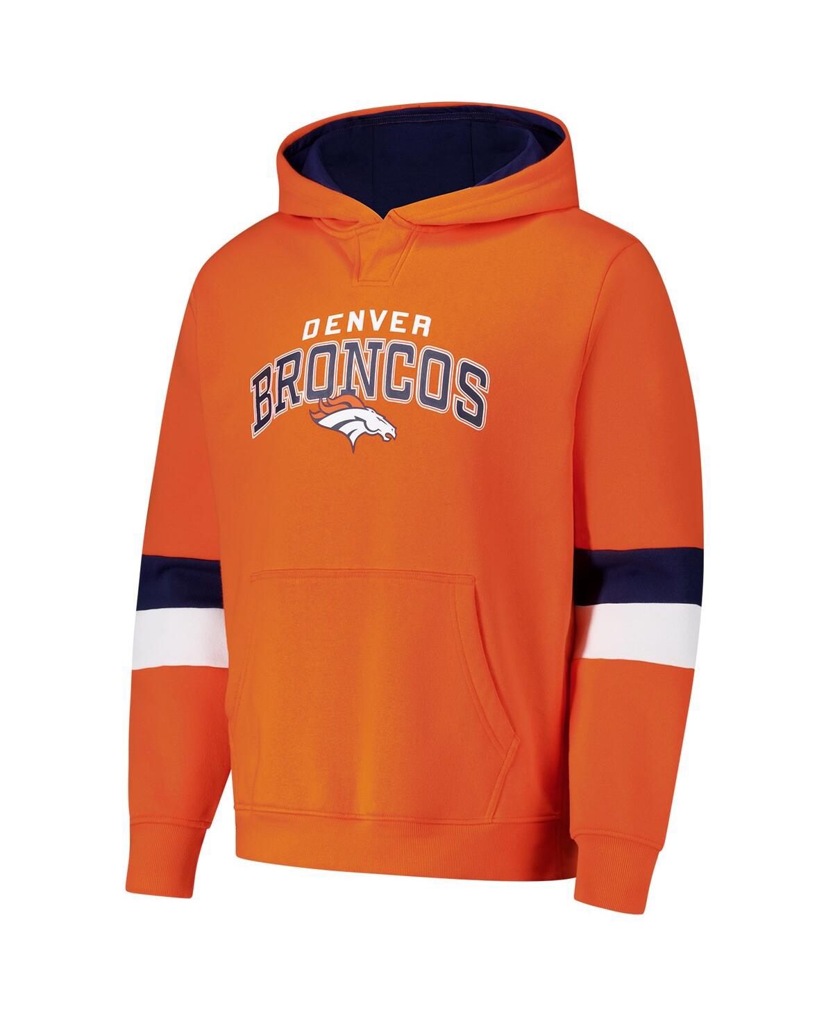 G-iii Sports By Carl Banks Men's Orange/navy Denver Broncos Adaptive Faceoff Pullover Hoodie In Orange