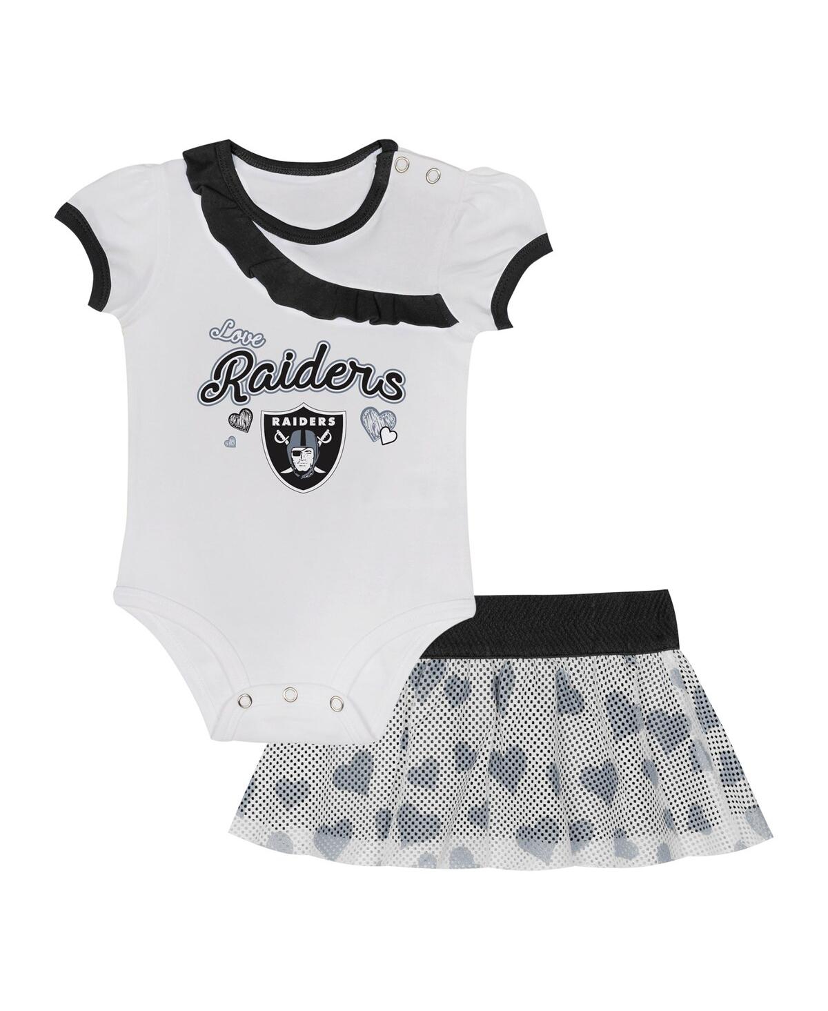 Outerstuff Baby Boys And Girls 2-piece Las Vegas Raiders Love My Team Bodysuit Skirt Set In Black