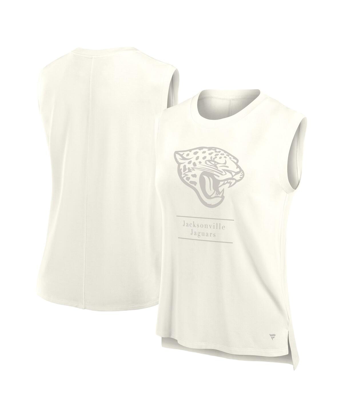 Fanatics Women's Cream Jacksonville Jaguars Studio Embrace Tank Top In White