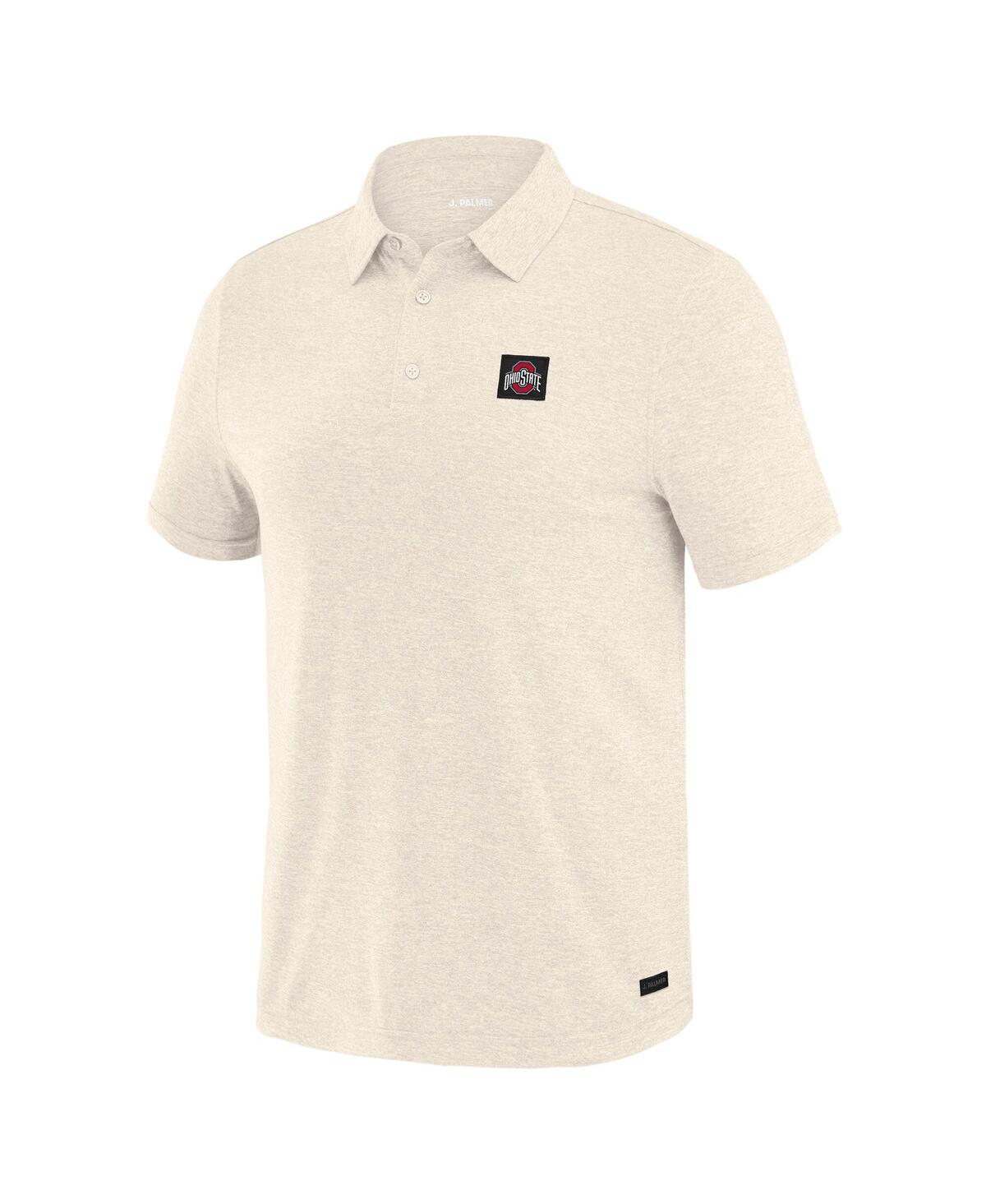 J. Palmer Men's White Ohio State Buckeyes Four Down Polo Shirt In Brown