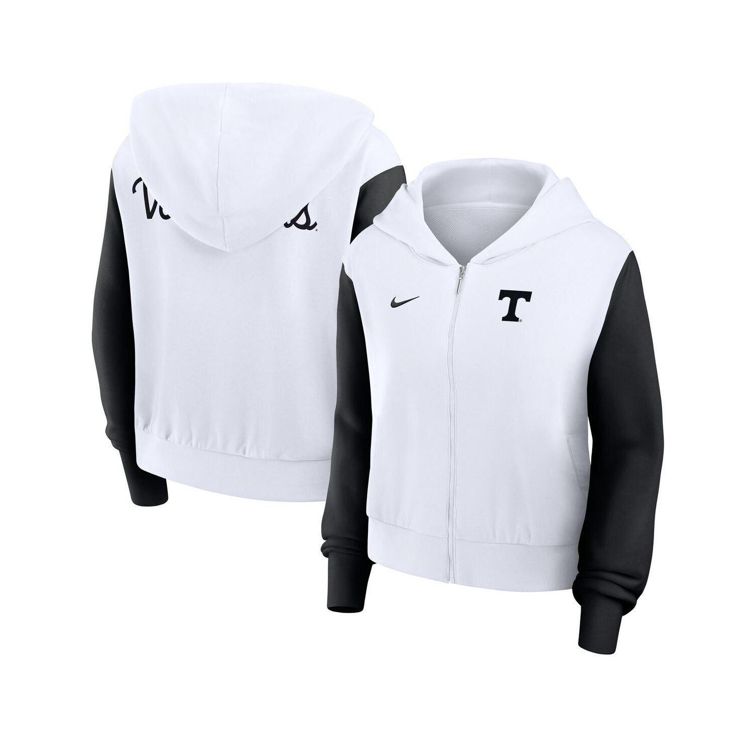 Women's White Tennessee Volunteers Cropped Beyond Capability Color-Block Script Full-Zip Hoodie