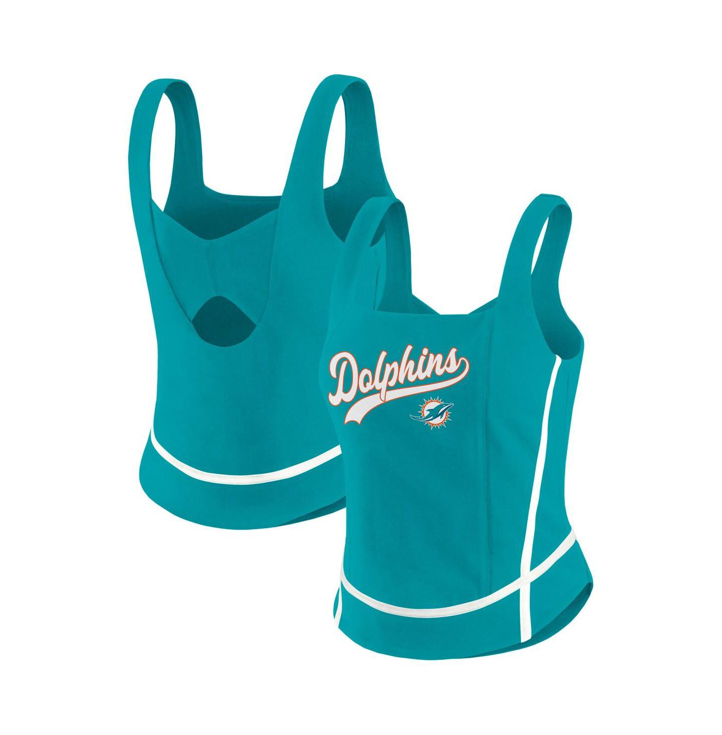 Женский топ WEAR by Erin Andrews Aqua Miami Dolphins Square Neck — фото 1