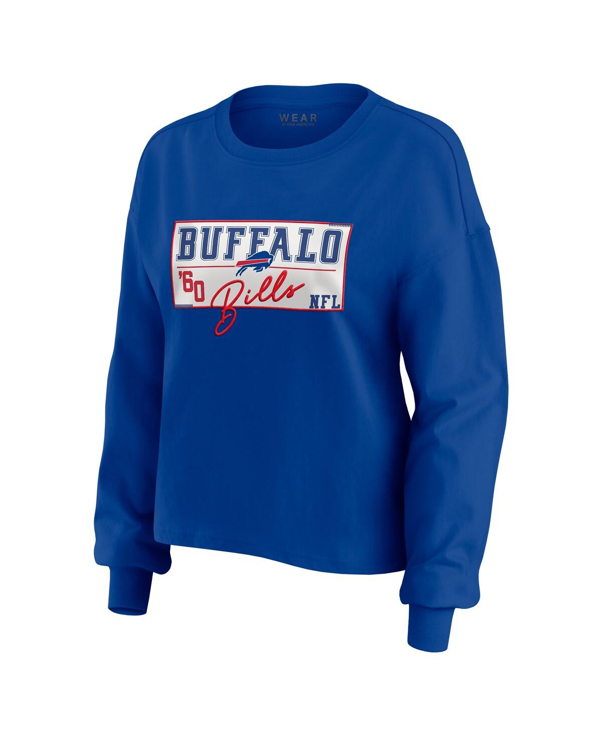 Wear By Erin Andrews Women's 2-piece Royal Buffalo Bills Heavy Rugby Jersey Long Sleeve T-shirt And Shorts Lounge Set In Blue
