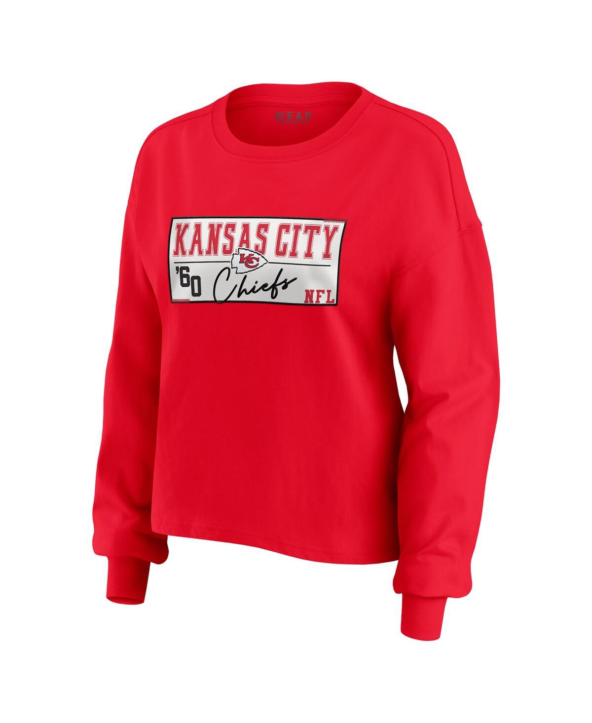 Wear By Erin Andrews Women's 2-piece Red Kansas City Chiefs Heavy Rugby Jersey Long Sleeve T-shirt And Shorts Lounge Set In Red