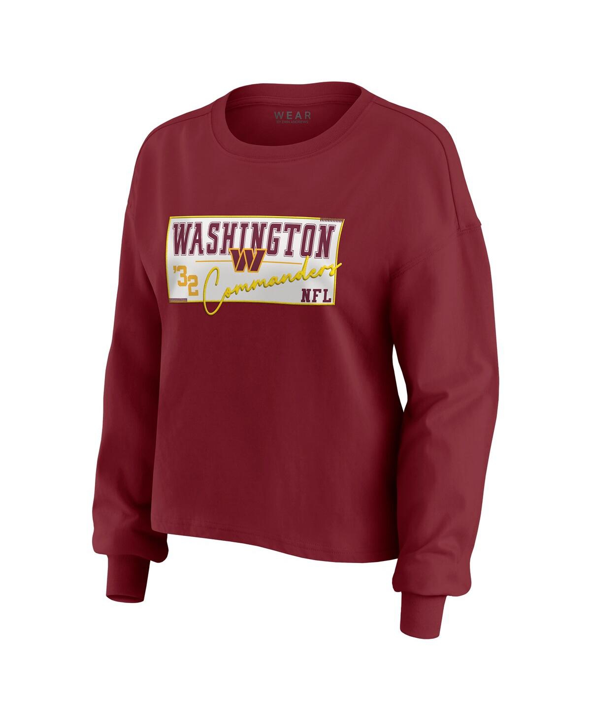 Wear By Erin Andrews Burgundy Washington Commanders Heavy Rugby Jersey Long Sleeve T-shirt & Shorts  In Burgundy