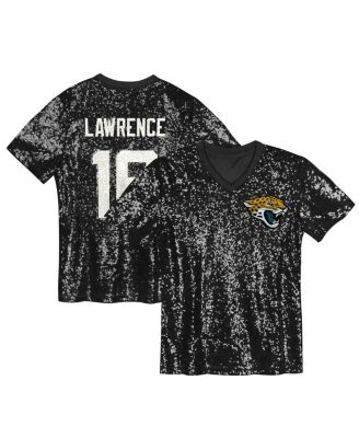Outerstuff - Big Girls Trevor Lawrence Black Jacksonville Jaguars Sequin V-Neck Fashion Jersey