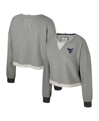 Colosseum - Women's Charcoal West Virginia Mountaineers Magnum Scoop Neck Cropped Pullover Sweatshirt