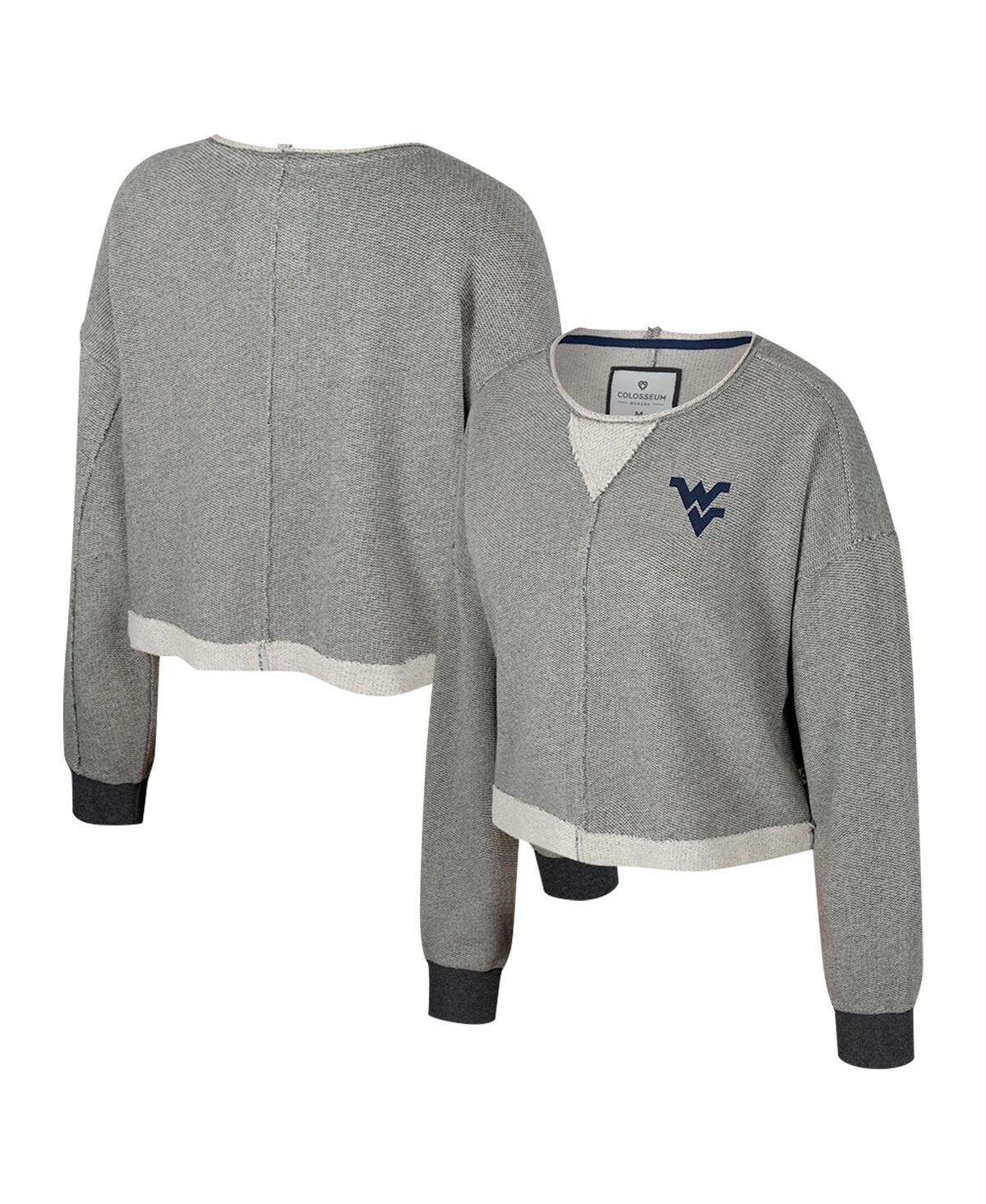 Colosseum Women's Charcoal West Virginia Mountaineers Magnum Scoop Neck Cropped Pullover Sweatshirt In Gray