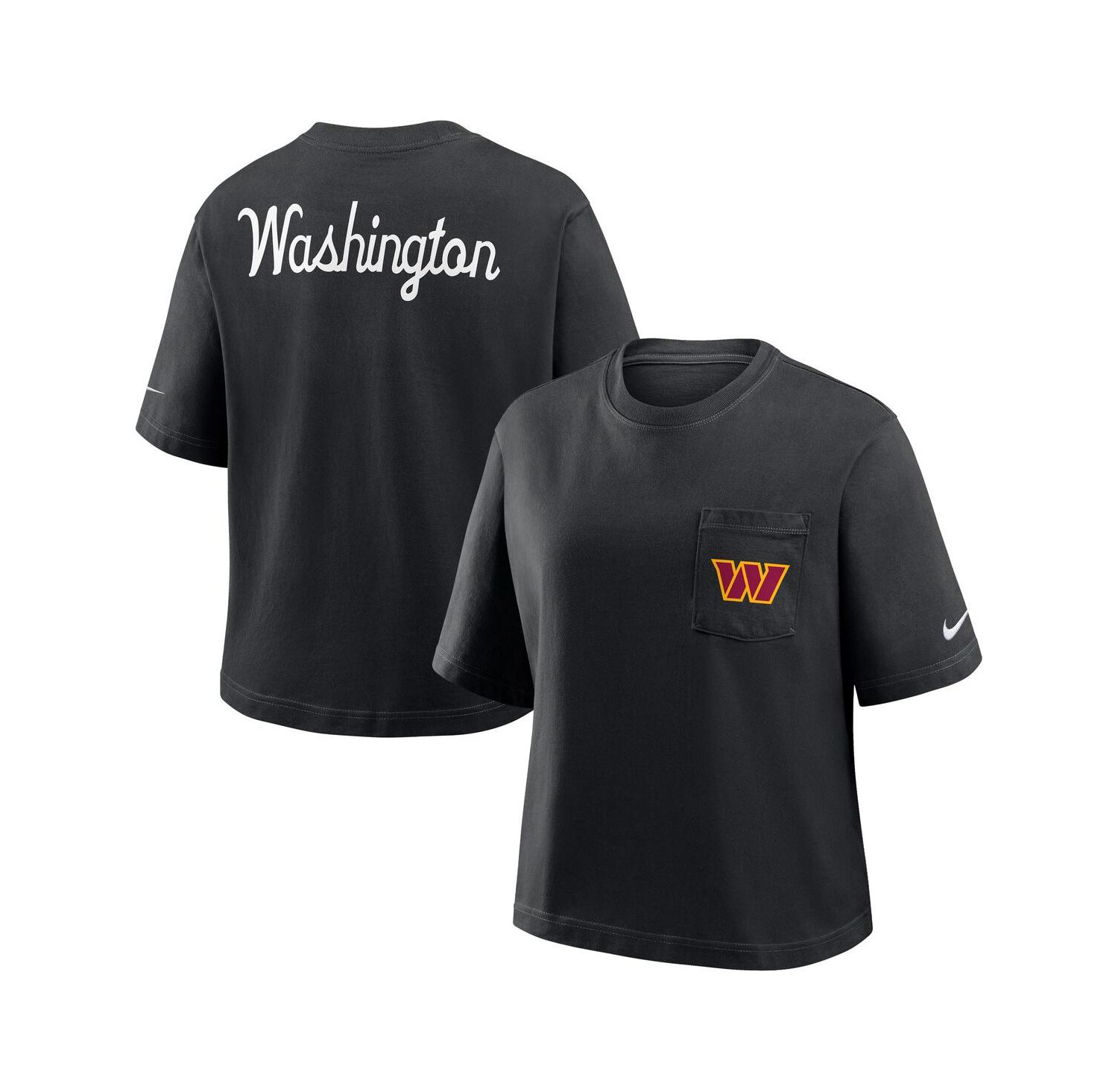 Women's Black Washington Commanders Rewind Pocket Boxy T-Shirt