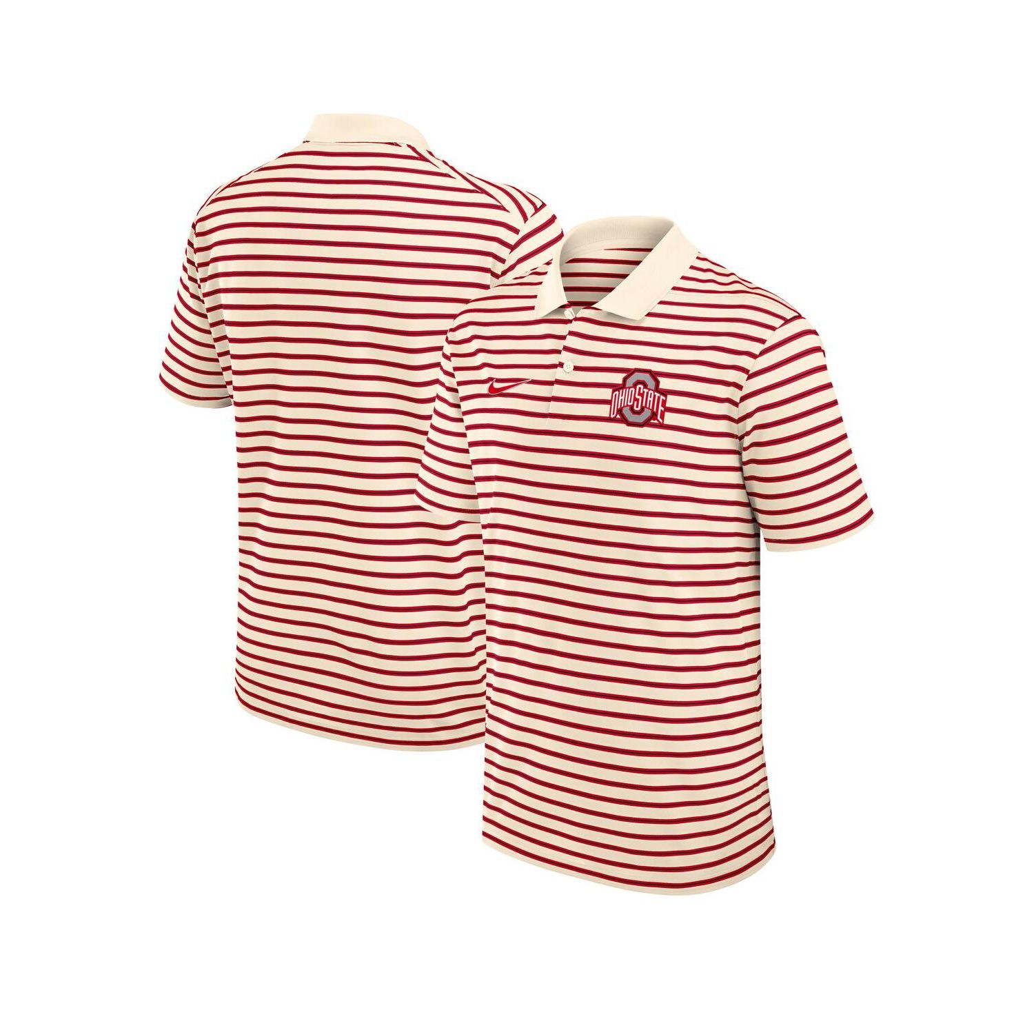 Men's Cream/Scarlet Ohio State Buckeyes Solid Foundation Striped Performance Polo Shirt