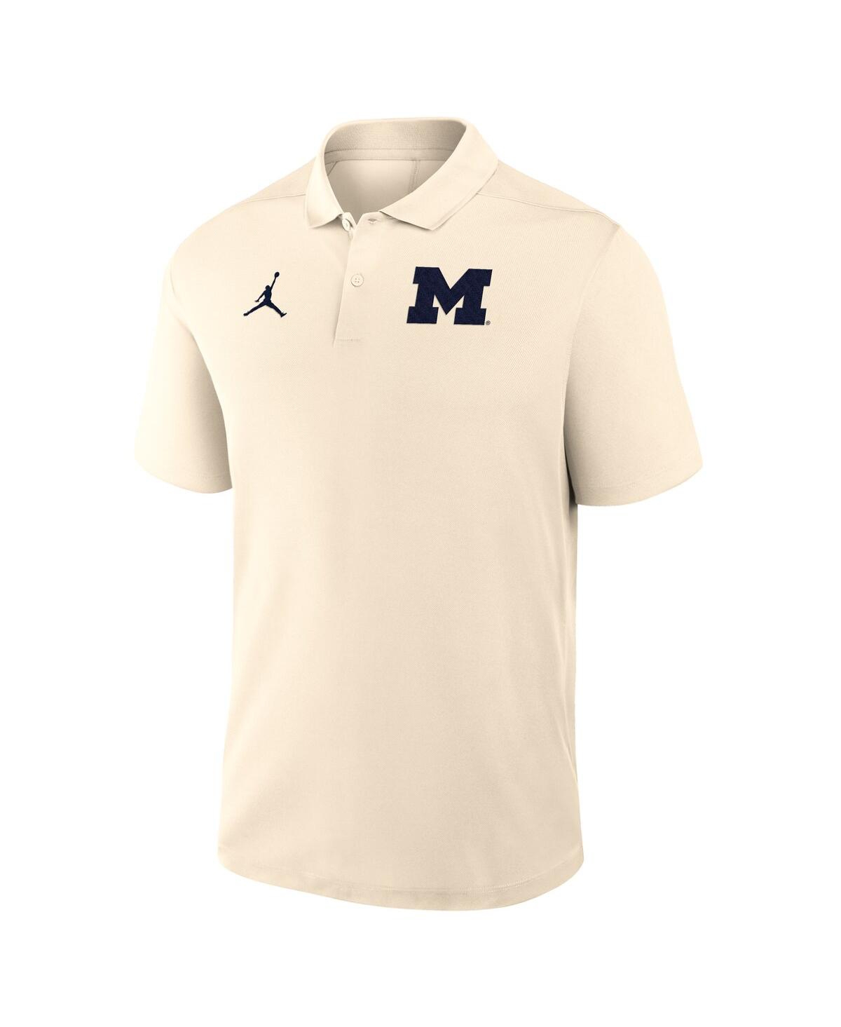 Jordan Men's Tan Michigan Wolverines Primary Logo Victory Performance Polo Shirt In Neutral