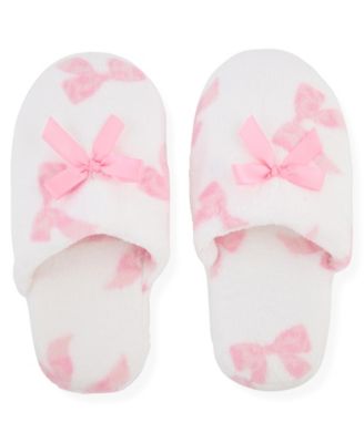 Little and Big Girls 2-Piece Bow Print Flannel Robe With Slippers Set