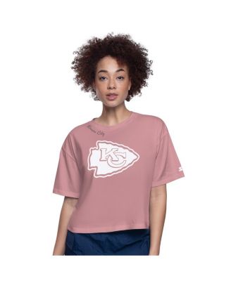 Starter - Women's Pink Kansas City Chiefs Play the Ball Boxy Cropped T-Shirt