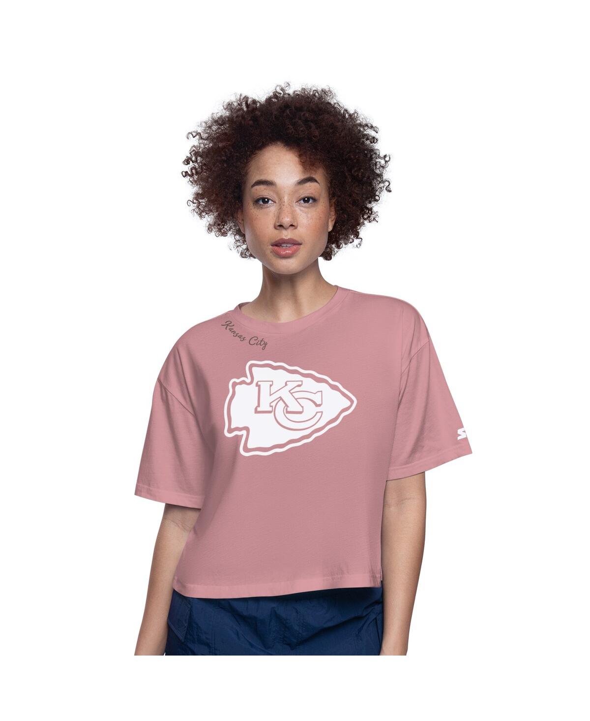 Starter Women's Pink Kansas City Chiefs Play The Ball Boxy Cropped T-shirt In Pink