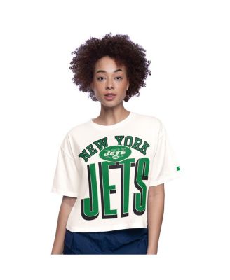 Starter - Women's White New York Jets Throwback Play the Ball Boxy Cropped T-Shirt