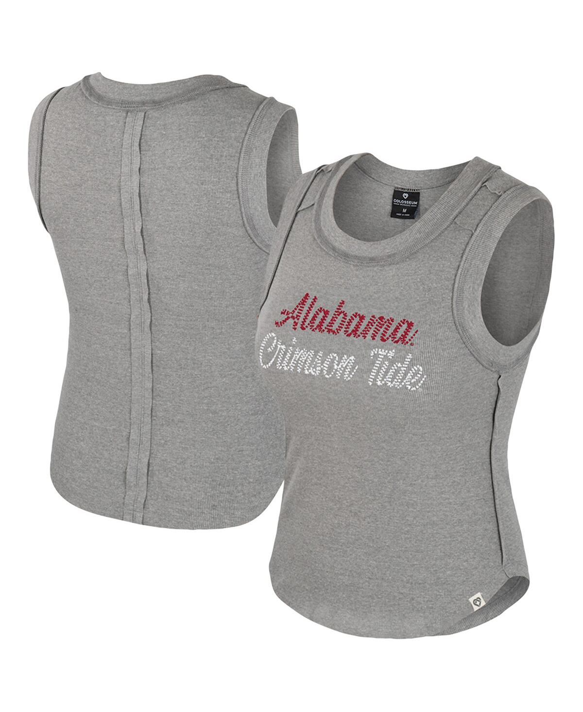 Colosseum Heather Gray Alabama Crimson Tide Beach You Ribbed Tri-blend Tank Top In Gray