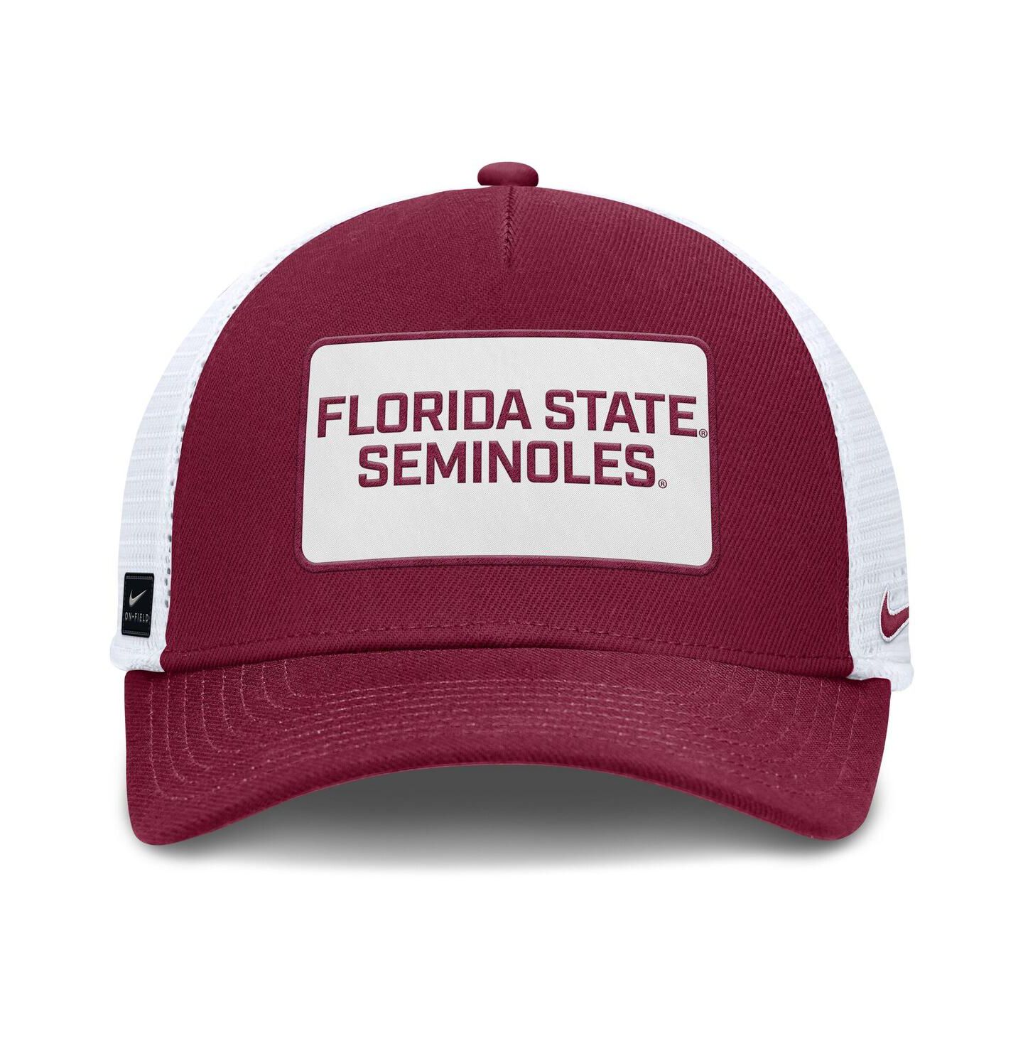 Мужская кепка Nike Garnet/White Florida State Seminoles 2025 On-Field Rise Patch Trucker Adjustable Hat — фото 2