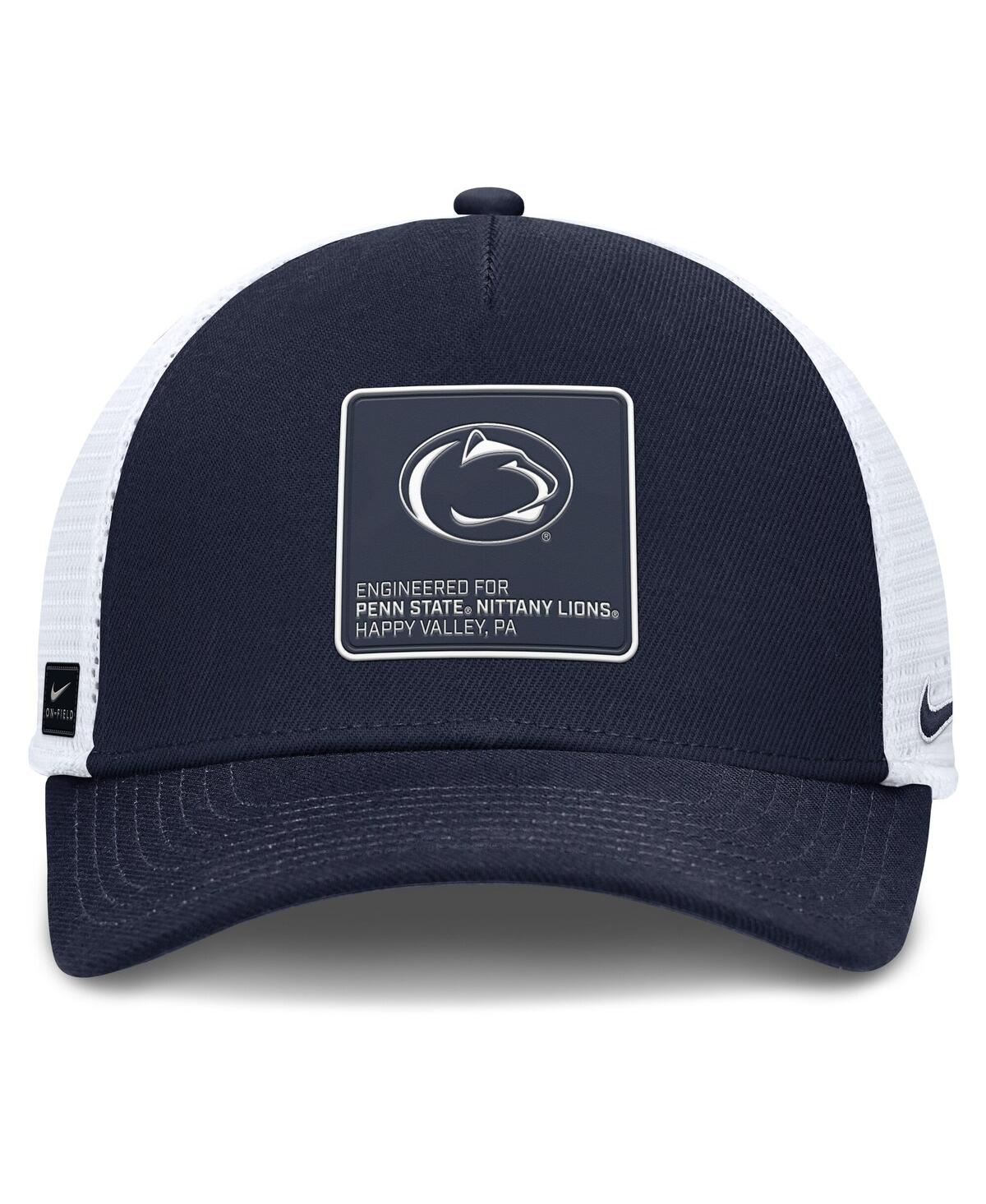 Nike Men's Navy/white Penn State Nittany Lions 2025 On-field Rise Engineered Trucker Adjustable Hat In Multi