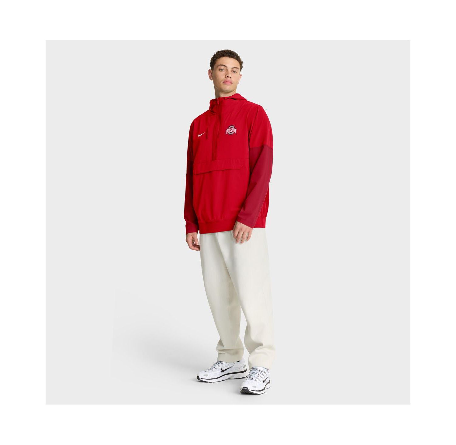 Men's Scarlet Ohio State Buckeyes Anorak Half-Zip Hoodie Jacket