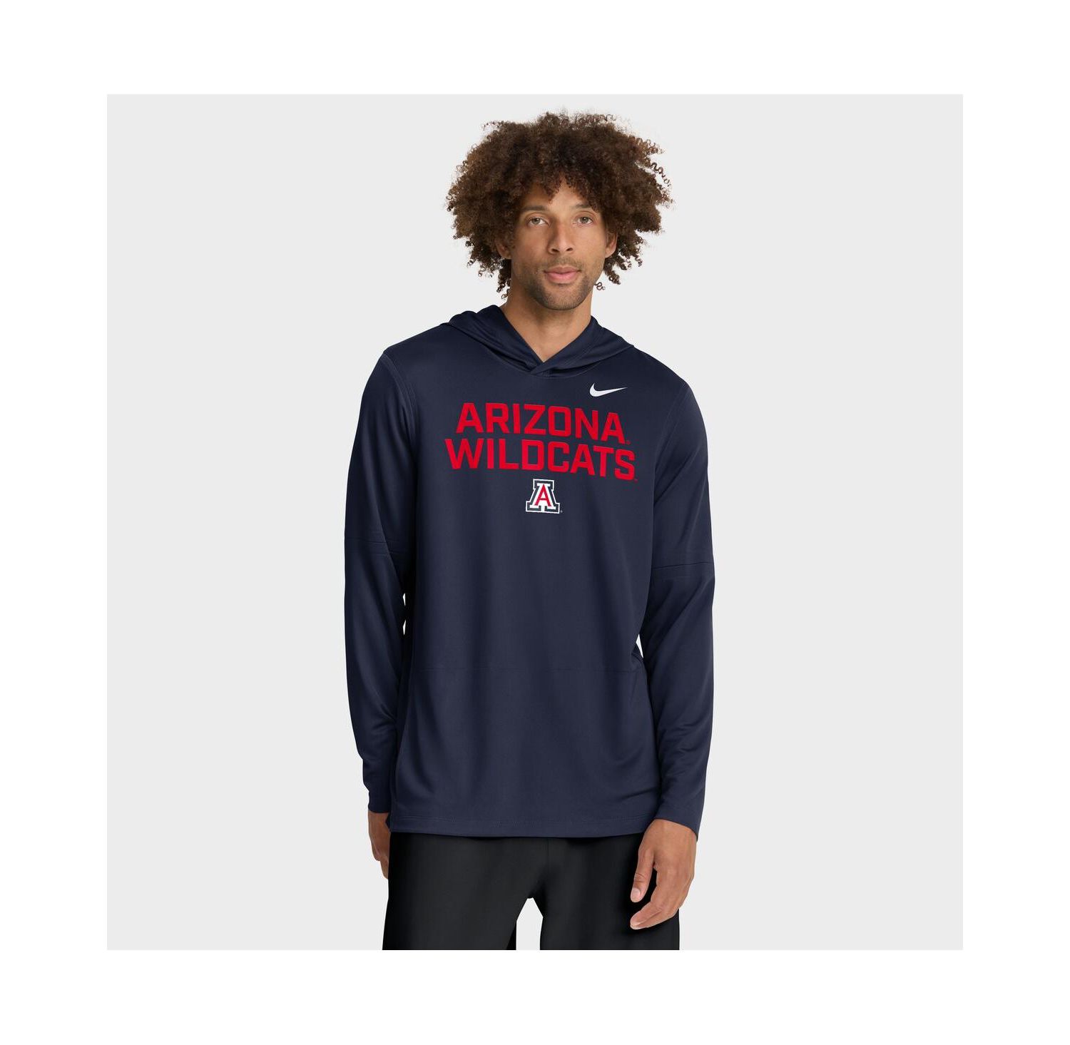 Men's Navy Arizona Wildcats 2025 Sideline Performance Long Sleeve Hoodie T-Shirt
