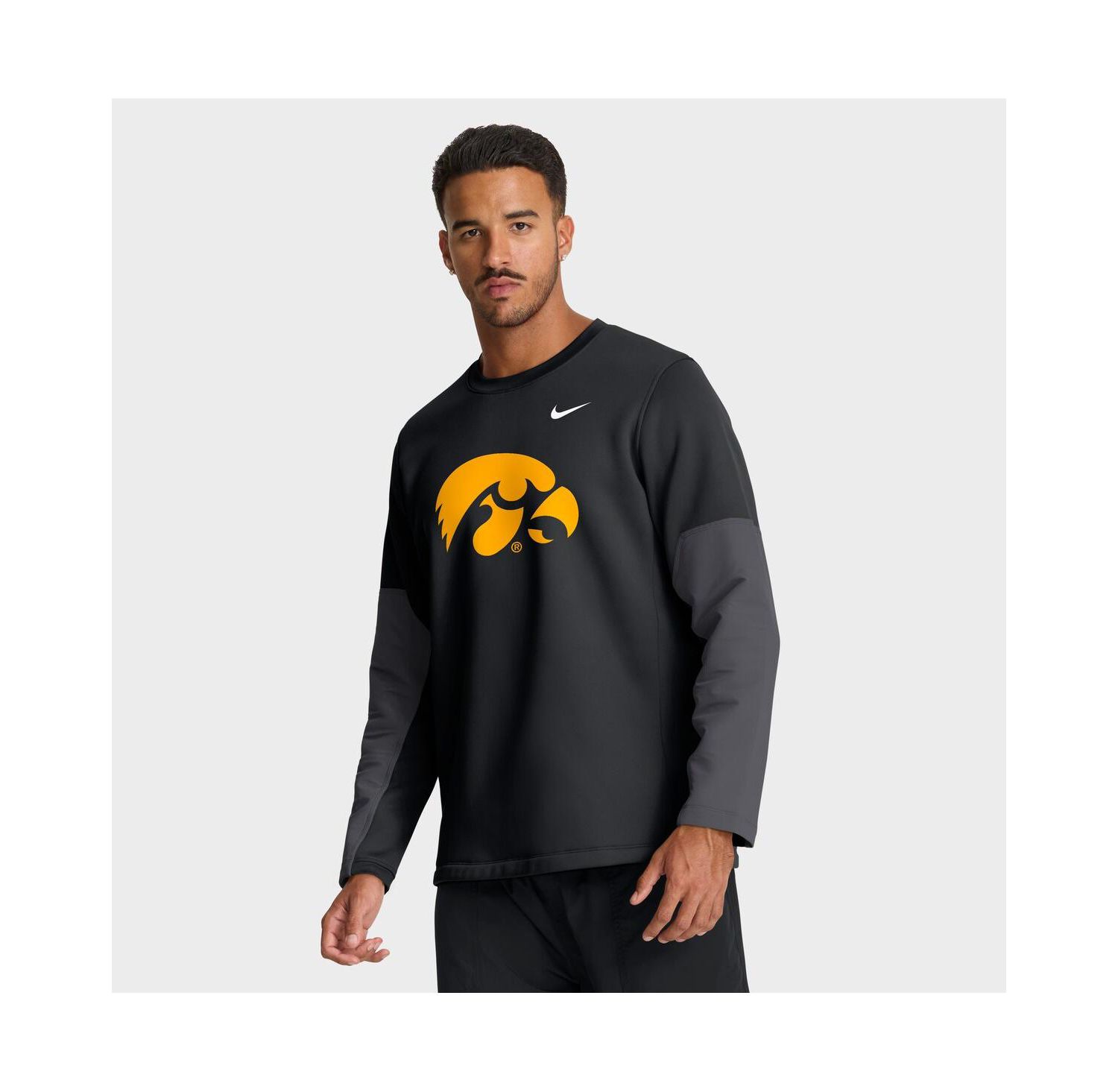 Men's Black Iowa Hawkeyes 2025 Sideline Coach Performance Long Sleeve T-Shirt